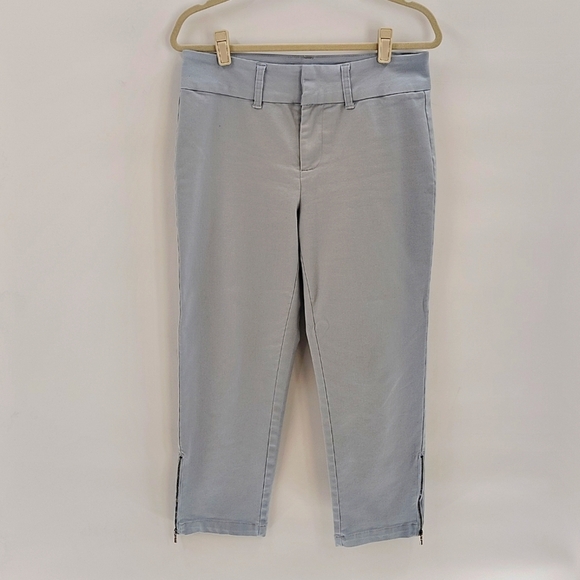 Tinsel Liem Blue Capris with Sleek cropped 30 style zip ankle stretch mid rise - Picture 1 of 10